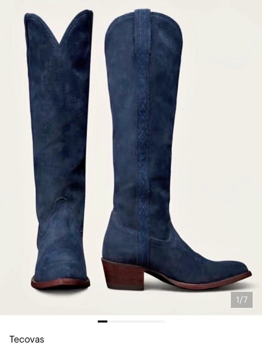 Tecovas The Abby Cavalier Blue Over-the-Knee Boots